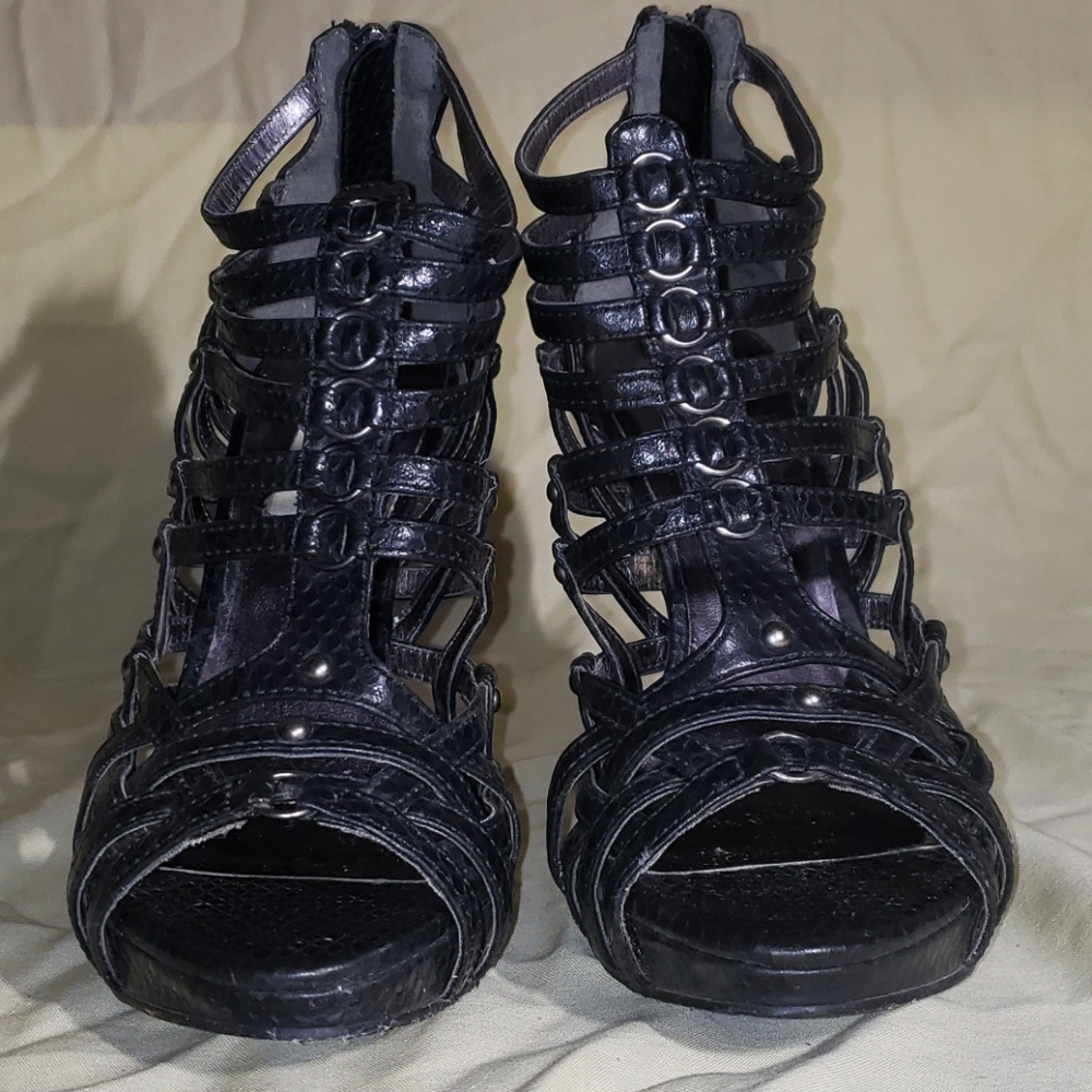 Steve Madden P-Candi Blk Snake Heels